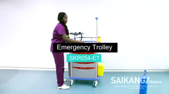 Skr054-Et Carrello per trattamenti infermieristici per cure mediche di emergenza ospedaliera in ABS con cassetti
